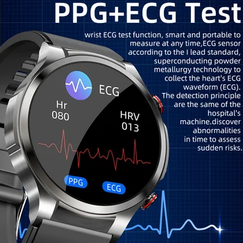 2023 EKG + PPG akıllı saat Erkekler Non İnvaziv Kan Şekeri Ölçüm Basıncı Kalp Hızı Sıcaklık Egzersiz Spor SmartWatch 5