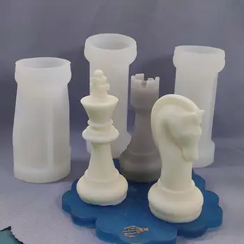 1 ADET 3D Mum Silikon Satranç Kalıp DIY El Sanatları Reçine Yaratıcı Aromaterapi Alçı Sabun Yapımı El Yapımı Hediye Ev Dekor Kalıp