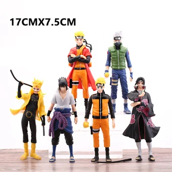 17 cm 6 adet Anime Naruto Aksiyon Figürleri Uzumaki Naruto Kakashi Uchiha Sasuke Hitachi PVC Rakamlar Model Oyuncak Bebek Çocuk Koleksiyonu Hediye