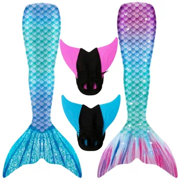 2022 Küçük Denizkızı Kuyrukları Ekleyebilirsiniz Monofin Yüzme Kuyruk Çocuklar Yetişkinler İçin yaz elbisesi Yüzücü Takım Elbise Mermaid Kostüm