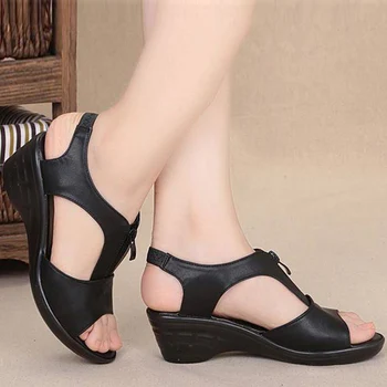 Sandalet 2022 Yeni Yaz Kadın Ayakkabı Peep Toe Kadın Ayakkabı kaymaz ayakkabı Kadınlar İçin Açık Plaj Kama Ayakkabı Retro Chaussure Femme 3