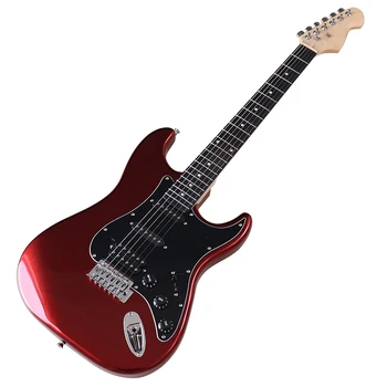 ST Elektrik Gitar 39 İnç Metalik Kırmızı Parlak Basswood Vücut 6 Dize Akçaağaç Boyun 22 Frets Elektro Gitar 2