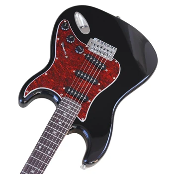 ST Elektrik Gitar 39 İnç Metalik Kırmızı Parlak Basswood Vücut 6 Dize Akçaağaç Boyun 22 Frets Elektro Gitar 5