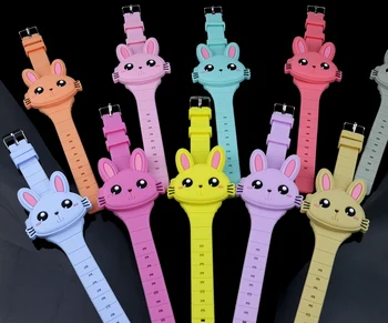 Güzel Tavşan Karikatür Çocuk Saatler Flip Kapak Kauçuk Elektronik Çocuk İzle Erkek Öğrenci Kız Saati Reloj Infantil Saati
