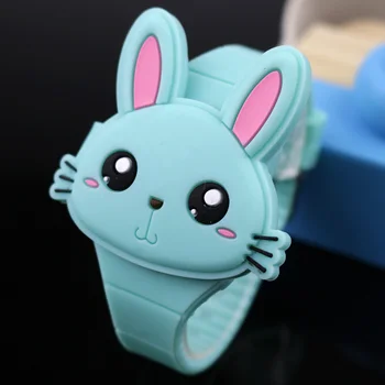 Güzel Tavşan Karikatür Çocuk Saatler Flip Kapak Kauçuk Elektronik Çocuk İzle Erkek Öğrenci Kız Saati Reloj Infantil Saati 5