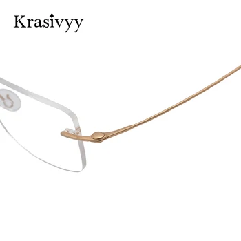 Krasivyy Saf Titanyum Çerçevesiz Gözlük Çerçeve Erkekler Ultralight Miyopi Reçete Gözlük Dikdörtgen Vidasız Çerçevesiz Gözlük 2