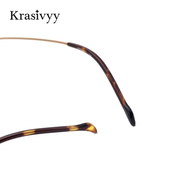 Krasivyy Saf Titanyum Çerçevesiz Gözlük Çerçeve Erkekler Ultralight Miyopi Reçete Gözlük Dikdörtgen Vidasız Çerçevesiz Gözlük 4