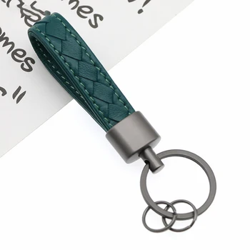 Yaratıcı Lüks Renkli Deri Anahtarlık El dokuması Kordon Anahtarlık Çift Kişilik Metal Araba Anahtarlık Hediye Takı Aksesuar