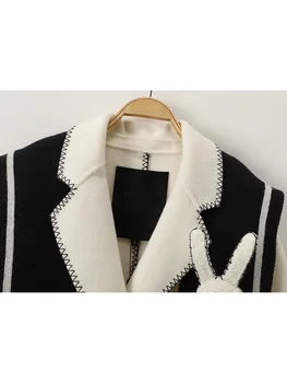 Vintage Yün Palto Sıcak Giyim Kadın Uzun Kollu Kruvaze Blazer Şık Sevimli Tavşan Gevşek Ceket 2022 Sonbahar Kış 2