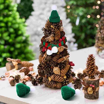 Şapka Santa Mini Christmashat El Sanatları Eşarp Tiny Küçük Şişe Dollsand Süslemeleri Süs Capminiature Kapak Şişeleri Topper
