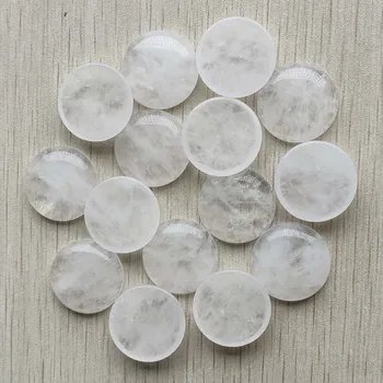 Moda doğal beyaz kristal yuvarlak cabochon boncuk 25mm takı Aksesuarları yapımı için ücretsiz kargo Toptan 12 adet / grup