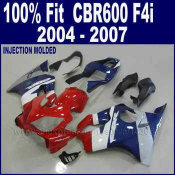 ABS Kırmızı Mavi Fairings Kitleri İçin Honda 2004 2005 CBR600F4i 2006 2007 Cbr 600 F4i 04 05 06 07 Plastik Enjeksiyon Fairing Vücut Kitleri