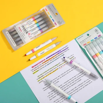 1 Adet KOKUYO Sevimli Taze Çift Kafa İşaretleyici Vurgulayıcı Yaratıcı Renkli işaretleyici kalem Okul Ofis Kırtasiye Aksesuarları