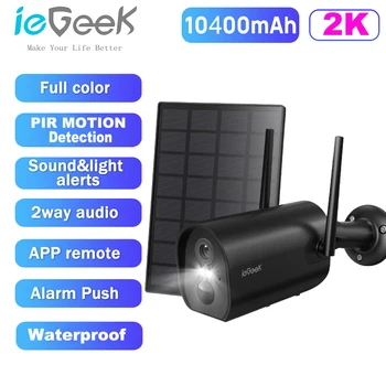 ıeGeek Güneş Güvenlik Kamera Açık Kablosuz 2 K Renk Gece Görüş Pil WiFi Ev güvenlik kamerası Sistemi, Video Kayıt, Su Geçirmez 3