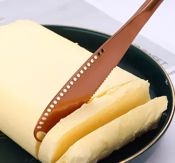 Yaratıcılık ev ürünleri r430 paslanmaz çelik peynir tereyağı delikli tereyağı bıçağı ekmek reçel bıçak peynir tereyağı bıçağı