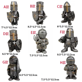 Yeni Şövalye Cüceler Guard Heykel Dekor Ortaçağ Şövalye Çapraz Templar Haçlı Heykelcik Takım Zırh Ev Reçine Dekor