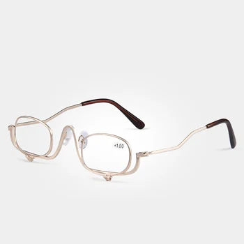 Katlanır okuma gözlüğü Makyaj Gözlük Kadınlar Metal Büyüteç Gözlük Aşağı Çevirmek Lens Diyoptri +1.0 1.5 2.0 2.5 3.0 3.5 4.0 2