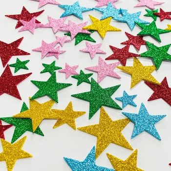 70 Adet / paket 3D Mix Renk Glitter Köpük Kendinden Yapışkanlı EVA Yıldız Çıkartmalar Scrapbooking DIY Anaokulu Parti Dekorasyon Çocuk Oyuncakları 4