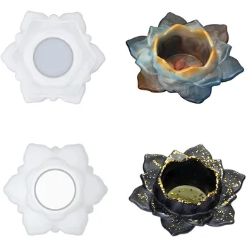 DIY 3D Lotus Mumluk silikon kalıp Craft Yapımı Ev Yapımı Aracı Çiçek saklama kutusu Epoksi Reçine Kalıpları Ev Dekorasyon