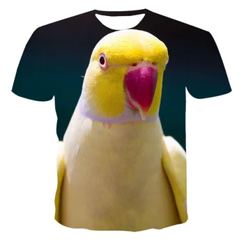 2021 Moda Hayvan Kuş kadın erkek t-shirt Komik Papağan 3D Baskı günlük t-shirt Yaz Nefes Büyük Boy T Shirt 6XL