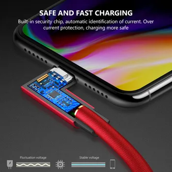 27cm 1m 1.5 m 2m 3m 2A USB C Tipi Kablo 90 Derece Dirsek Samsung S20 Xiaomi Redmi Hızlı şarj kablosu USB - C Cep Telefonu Kablosu