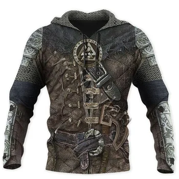 Viking Sembolü Dövme 3D Baskı Bahar Sonbahar Unisex Hoodies Tişörtü Kazak Rahat Eşofman Gevşek erkek Ceket XXS-4XL