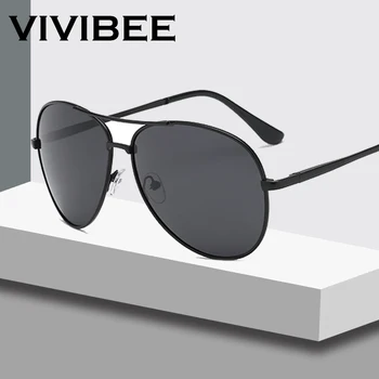 VIVIBEE Sınıf Erkekler Havacılık Polarize Metal Çerçeve Güneş Gözlüğü Siyah Kadın Stil Yaz UV400 Polarize güneş gözlüğü 2022 Tonları 3