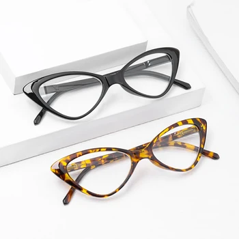Moda Kedi Gözler okuma gözlüğü Ultra Hafif Küçük Çerçeve Şeffaf Lens Presbiyopik Gözlük Kadın Erkek okuma gözlüğü 5