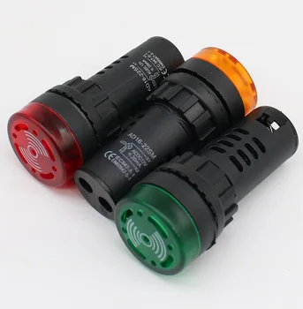 AD16-22SM 12V 24V 110V 220V 22mm Flaş sinyal ışığı Kırmızı LED Aktif Buzzer Bip Alarm Göstergesi