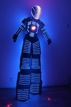 LED David Guetta Kryoman LED Robot takım elbise LED ekran ile Göğüs ve Dijital LED kask gece kulübü kostüm