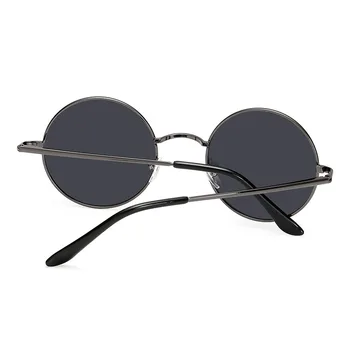 Retro Yuvarlak Polarize Güneş Gözlüğü Erkekler Kadınlar Vintage güneş gözlüğü Metal Çerçeve Siyah lens Parti Gözlük Sürüş Balıkçılık UV400 2