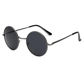 Retro Yuvarlak Polarize Güneş Gözlüğü Erkekler Kadınlar Vintage güneş gözlüğü Metal Çerçeve Siyah lens Parti Gözlük Sürüş Balıkçılık UV400 3
