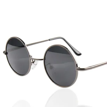 Retro Yuvarlak Polarize Güneş Gözlüğü Erkekler Kadınlar Vintage güneş gözlüğü Metal Çerçeve Siyah lens Parti Gözlük Sürüş Balıkçılık UV400 4