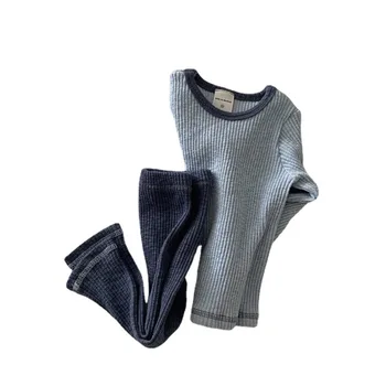 2022 Yeni Bebek Uzun Kollu Giyim Seti Erkek Kız pamuk gömlekler + Tayt 2 adet Takım Elbise Yürümeye Başlayan Pijama Sonbahar Bebek Ev Giyim