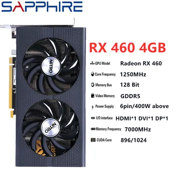 SAPPHIRE RX 460 4GB Grafik Kartları GPU AMD Nitro Ekran Kartları Bilgisayar Oyunu Harita Ekran Kartı HDMI Radeon RX460 4GB GTX