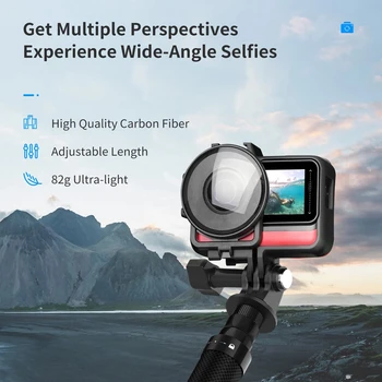 TELESIN 116cm Karbon Fiber Monopod Selfie Sopa Uzatılabilir + 1/4 Vida GoPro Hero 11 10 9 Insta360 DJI Osmo Action2 3 Kamera 1