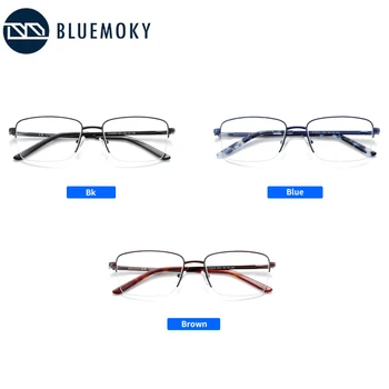 BLUEMOKY Metal Yarım Jant Gözlük Çerçevesi Erkekler İş Kare Optik Miyopi Gözlük Şeffaf Lensler Reçete Gözlük Çerçevesi 3