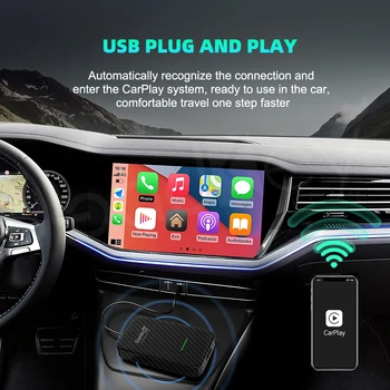 Carlinkit 3.0 Kablosuz Apple CarPlay Aktivatör ıOS 15 Mazda Toyota Fiat Pioneer Volvo Renault Karbon Fiber Çizilmeye Dayanıklı