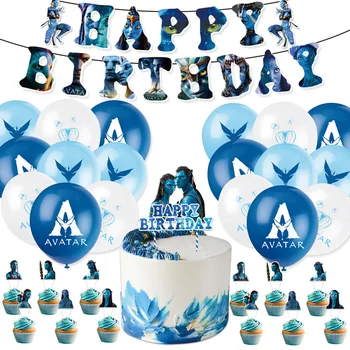 Film Avatar balon Doğum Günü partisi dekorasyon afiş kek Topper çocuk Doğum Günü partisi yüksek çözünürlük ile bebek duş 3