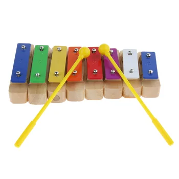 1 Takım Ahşap Çocuk Oyuncakları 8 Notlar Ksilofon Ses Tuğla Blok ile 2 Adet Tokmaklar Sticks