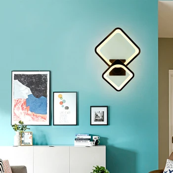 Döner 27 W led duvar lambası modern oturma odası koridor merdiven kare lambaları yatak odası başucu 3 ışık renk değiştirilebilir duvar ışık