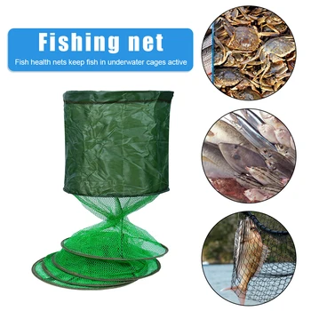 Katlanabilir Balık Sepeti Karides Kafes Yengeç Yem Tuzak Cast balık ağı Cast Ağ Su Geçirmez Yapıştırma Kaplama Halka Kafes Olta takımı 0