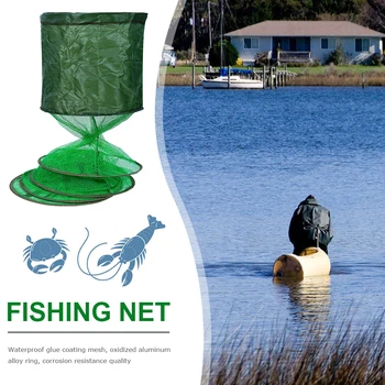 Katlanabilir Balık Sepeti Karides Kafes Yengeç Yem Tuzak Cast balık ağı Cast Ağ Su Geçirmez Yapıştırma Kaplama Halka Kafes Olta takımı 3