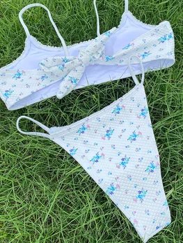 Miyouj Çiçek Baskı bikini seti 2022 Push Up Mayo Wrap Mayo Kadınlar Seksi Bikini Sınırlı Yaz Mayo Plaj Kıyafeti