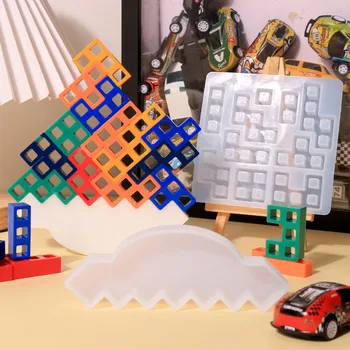 Çocuk Yapı Taşları Oyuncak Epoksi Reçine Kalıp Çocuk Oyuncak silikon kalıp Aile Okulu İçin Oyun Aile Zaman Bulmaca Kalıp