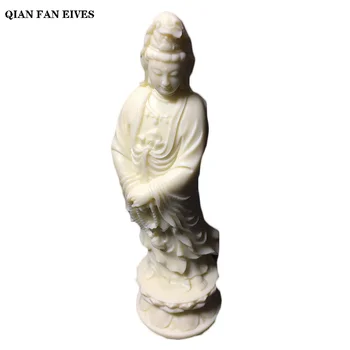 Beyaz Çin Guanyin Heykeli，El High-end，Modern sanat heykel，oyma ev dekorasyon süsler，Feng shui heykelciği