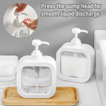 300/500ml Sabunluk Mutfak Banyo Şeffaf Sıvı Şişeleri Boş Pompa Konteyner duş şampuanı Jel çamaşır sıvısı