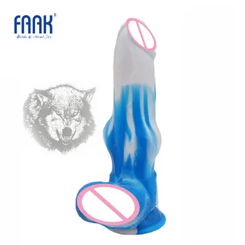 FAAK Hayvan köpek yapay penis vantuz ile kırmızı ve siyah fetiş seks oyuncakları kadın masturbator için teşvik anal vajina seks shop 3