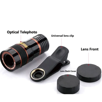 Matcheasy Evrensel 12X Telefon Akıllı telefon Siyah Mobil için Binoküler Fotoğraf hakkında Teleskop Lens Büyütücü Klip Telefon Zoom