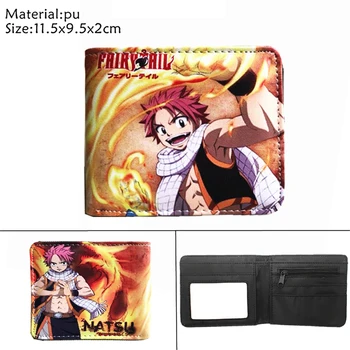 Anime Peri Kuyruk deri cüzdan Natsu Lucy fotoğraf kartı tutucu Katmanlar Kısa PU Erkek Kız zip Para Cebi Karikatür Baskı Çanta Hediye